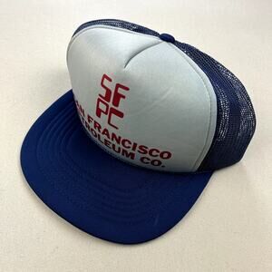 Vintage San Francisco Petroleum Co Hat Cap Snapback Trucker Gray Blue Oil Gas